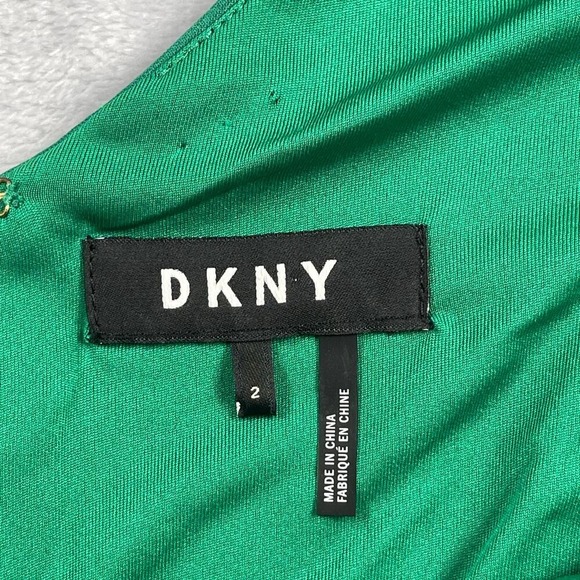 DKNY Dress Womens‎ 2 Green A-line Pleated Sleeveless V-neck Party Holiday - Picture 6 of 13